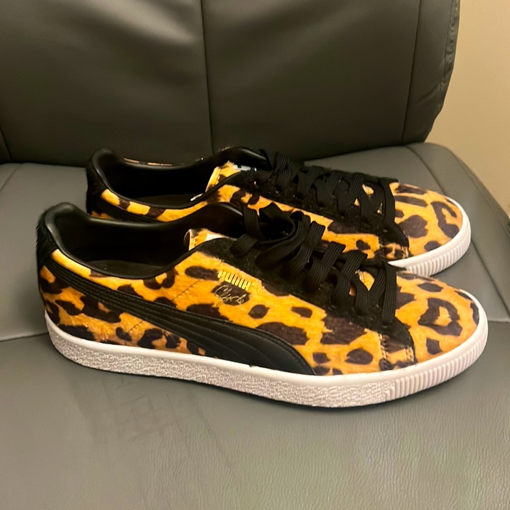 Puma "Clyde" shoe US 11 cheetah print faux fur shoe gently used no box